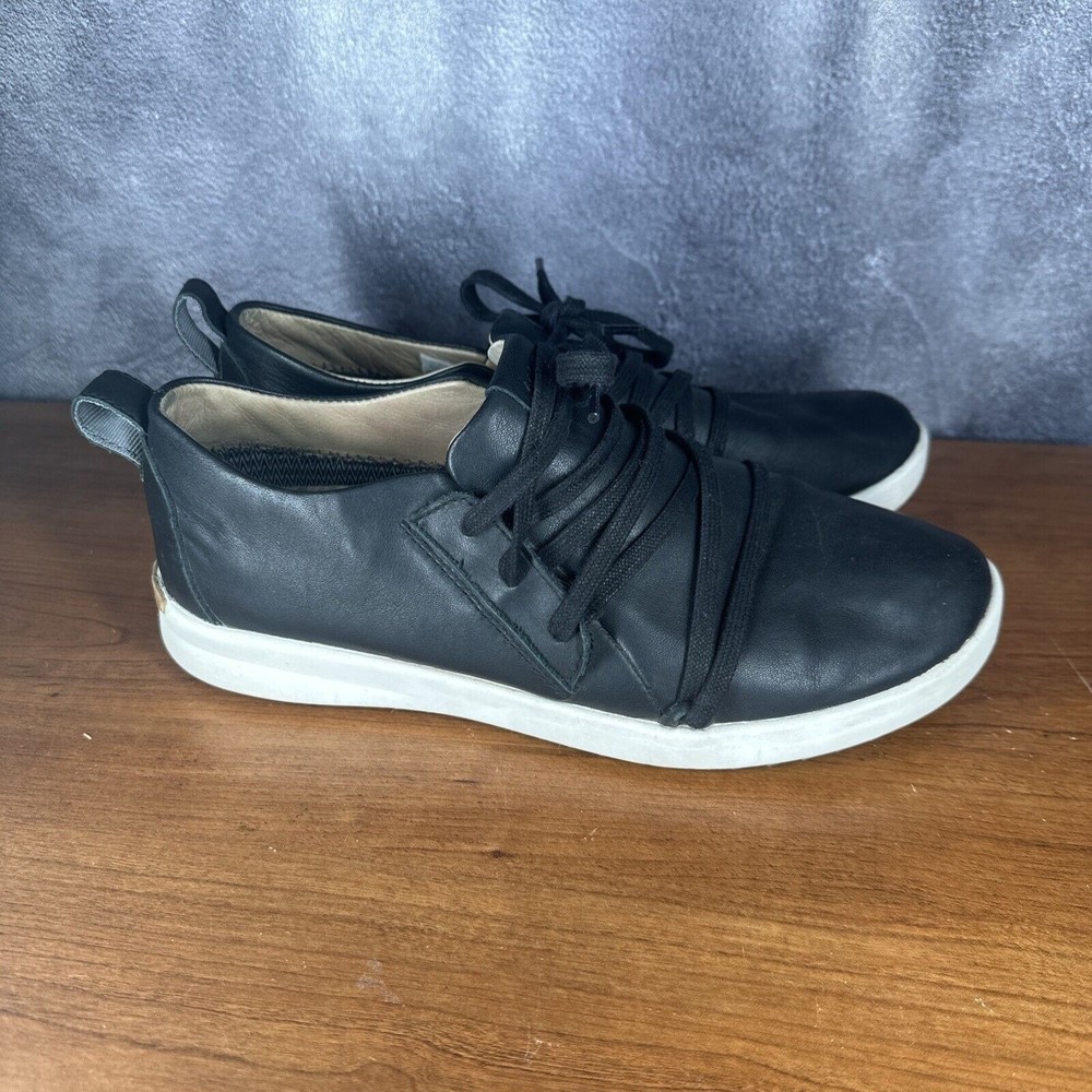Olukai Malua Li Womens Size 8.5 Black White Leather Lace Up Shoes